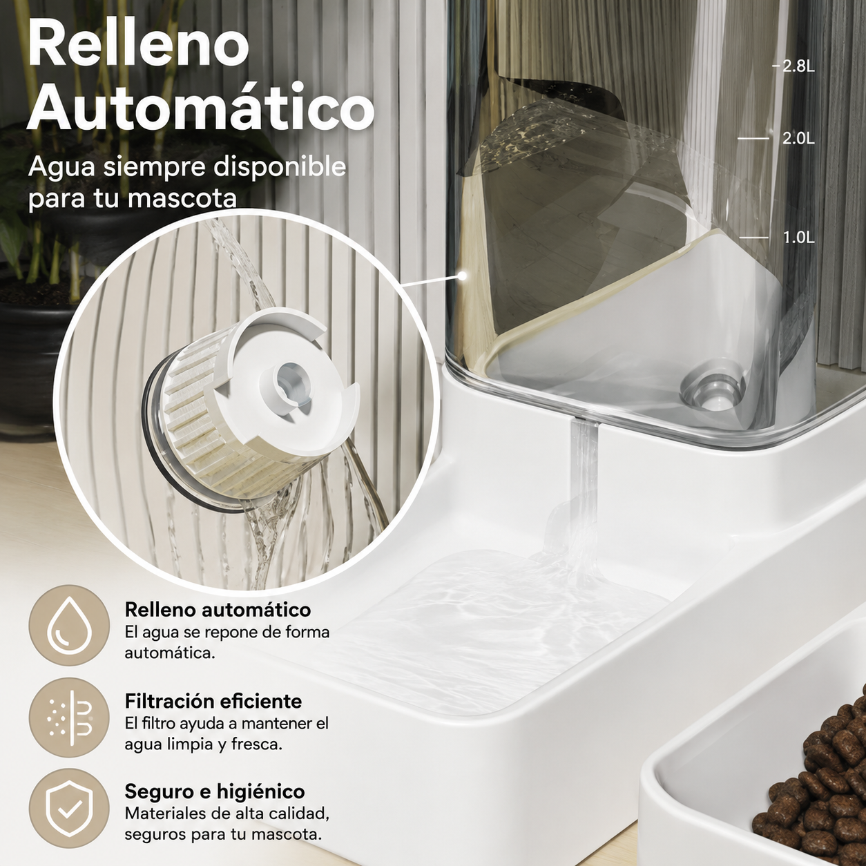 Dispensador Automático de Comida y Agua para Mascotas