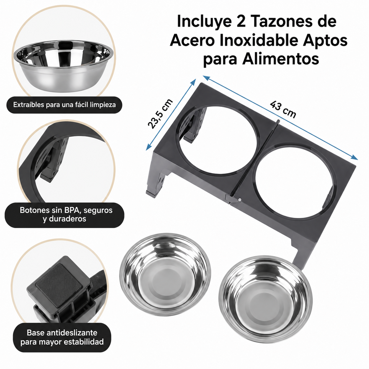Comedero Elevado Ajustable para Perros